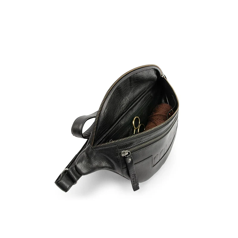 MUUD Vegas Black – Handgefertigte Leder-Gürteltasche 17 x 38 cm