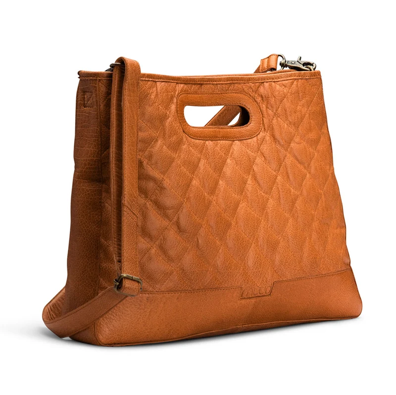 MUUD Darcia – Whiskey: Handgefertigte Einkaufstasche aus Leder, 44 x 36 cm