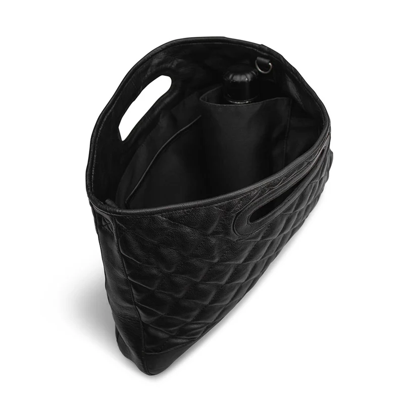 MUUD Darcia – Schwarze, handgefertigte Einkaufstasche aus Leder, 44 x 36 cm