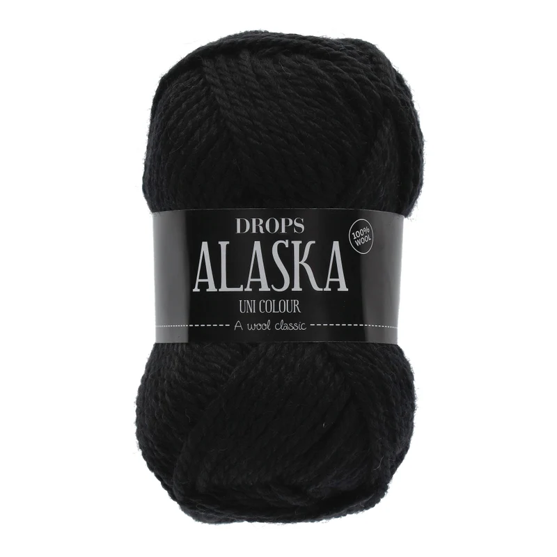 DROPS Alaska Uni Colour 006 Schwarz