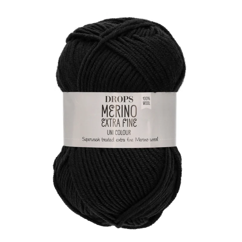 DROPS Merino Extra Fine Uni Colour 02 Schwarz