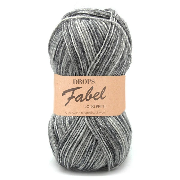DROPS Fabel Long Print 602 Silberfuchs