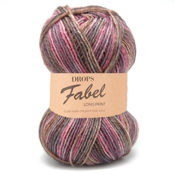 DROPS Fabel Long Print 655 Holzrosa