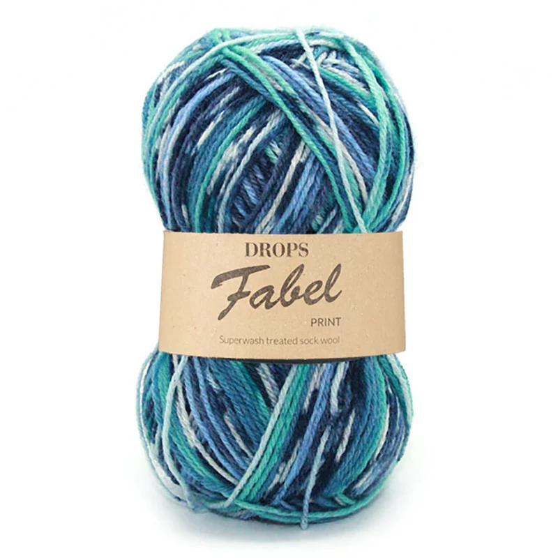 DROPS Fabel Print 522 Türkis/Blau