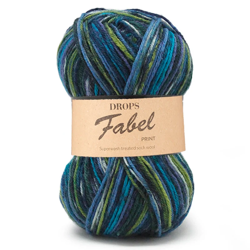 DROPS Fabel Print 677 Grün-Türkis