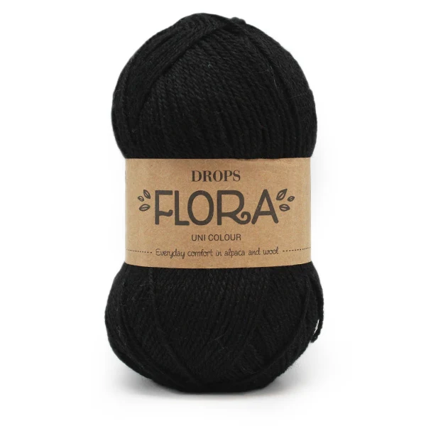DROPS Flora Uni Colour 06 Schwarz
