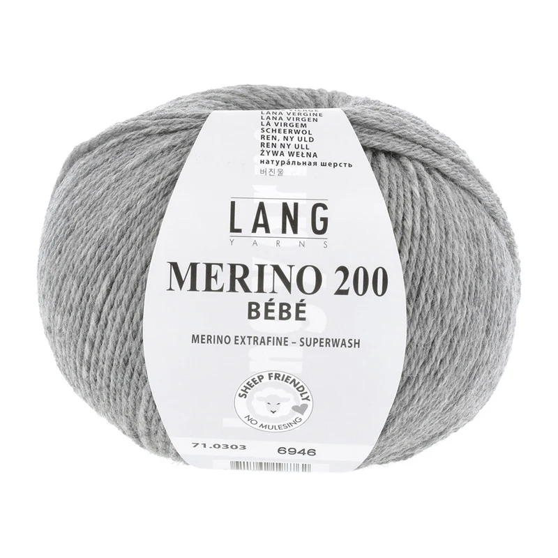 Lang Yarns Merino 200 Bebe 0303 Hellgrau meliert