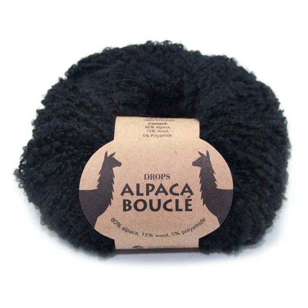 DROPS Alpaka Bouclé Uni Colour 8903 Schwarz