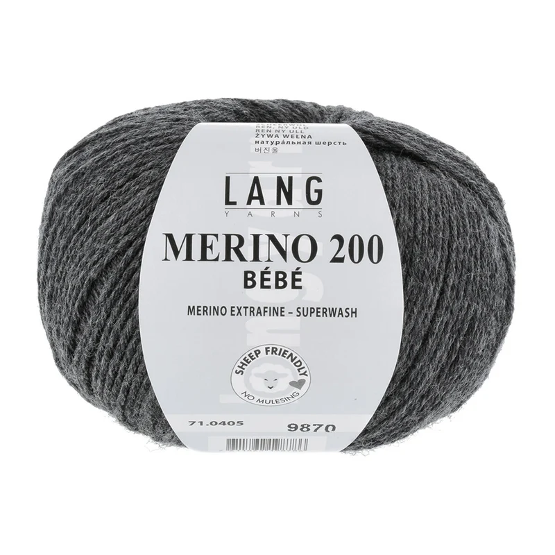 Lang Yarns Merino 200 Bebe 0405 Dunkelgrau meliert