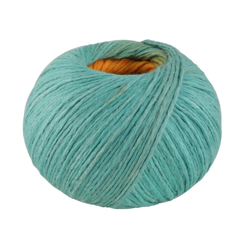 Lana Grossa Cotonella 014 Graugrün/Braun/Gold/Sonnenblumengelb/Pastellblau/Pfirsich/Grünbeige/Türkis