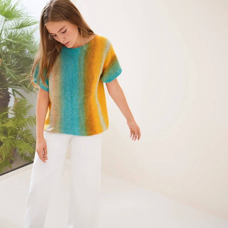 Lana Grossa Cotonella 014 Graugrün/Braun/Gold/Sonnenblumengelb/Pastellblau/Pfirsich/Grünbeige/Türkis