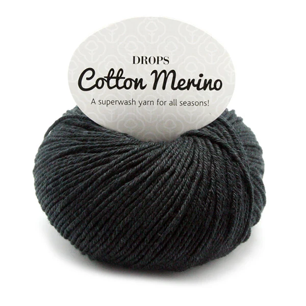 Drops Cotton Merino Uni Colour 02 Schwarz