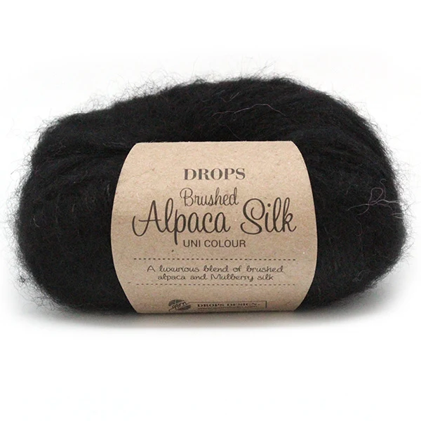 DROPS Brushed Alpaka Silk Uni Colour 016 Schwarz