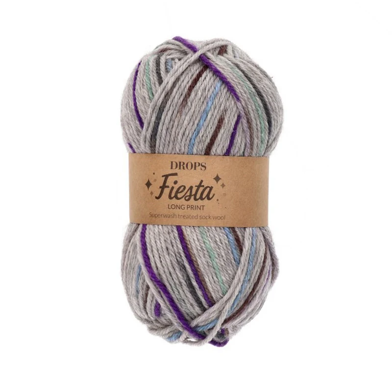 DROPS Fiesta Long Print 28 Silber Schemerlicht
