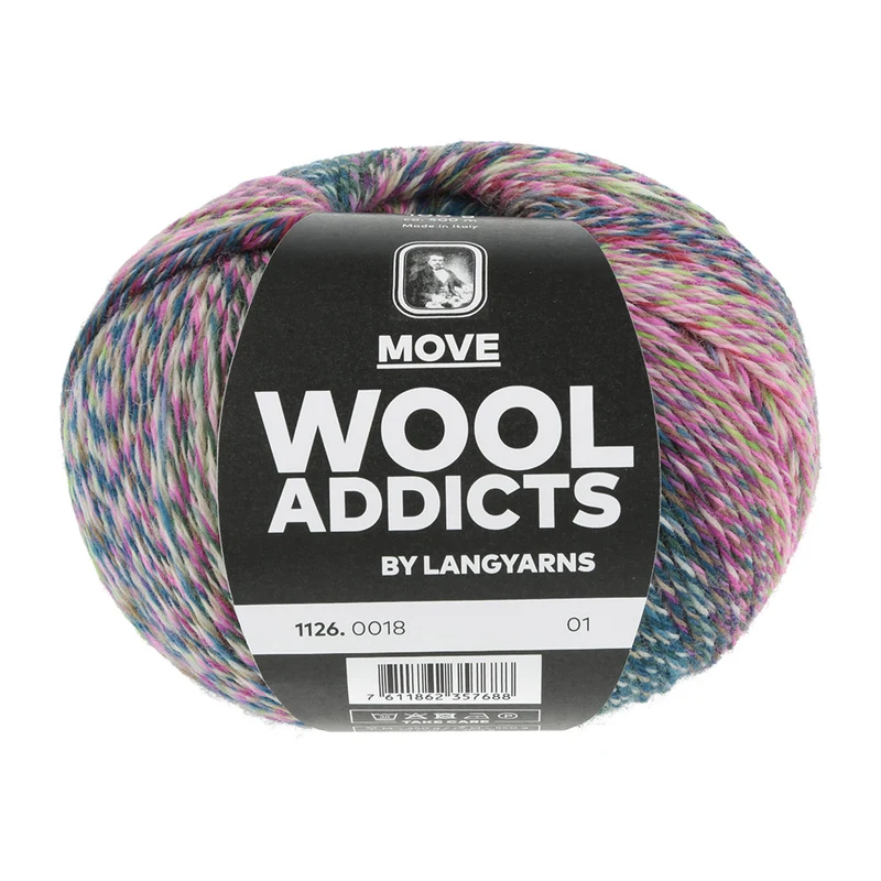 Lang Yarns Move 0018 Dunkelgrün/Neongrün/Rosa/Petrol