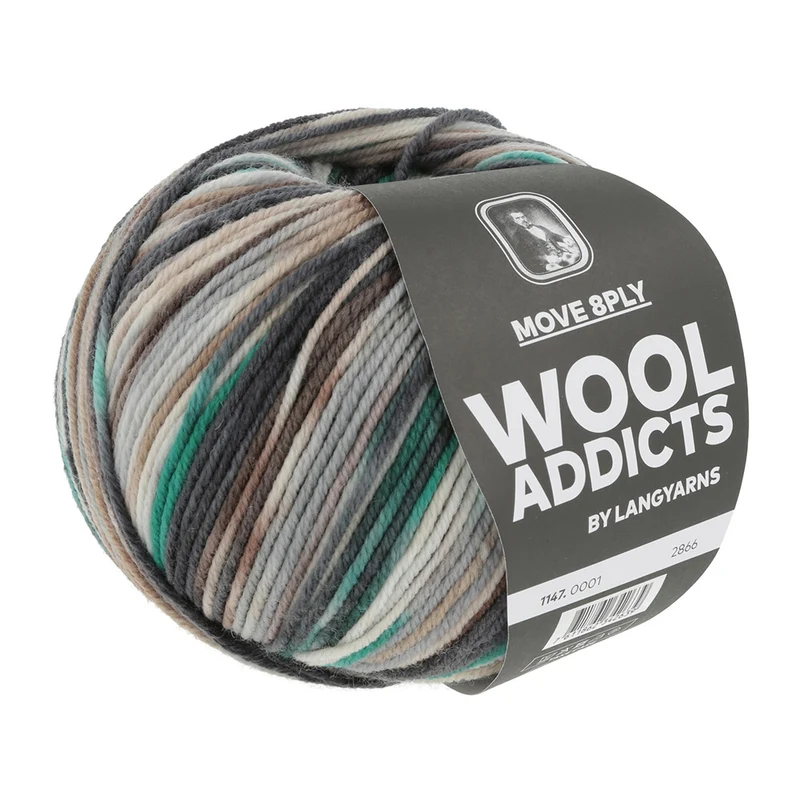 Lang Yarns Move 8-fach 0001 Schwarz/Grau/Grün