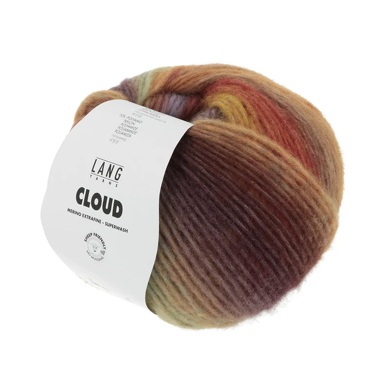Lang Yarns Cloud 017 Braun/Rot/Mint