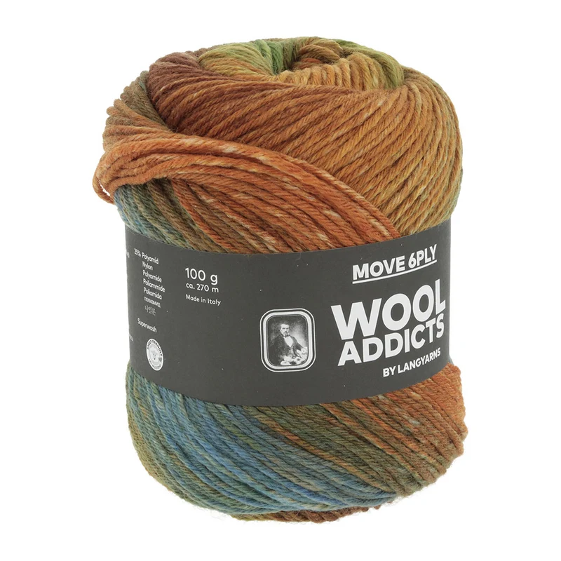 Lang Yarns Move 6-fach 0008 Orange/Olive/Braun/Blau