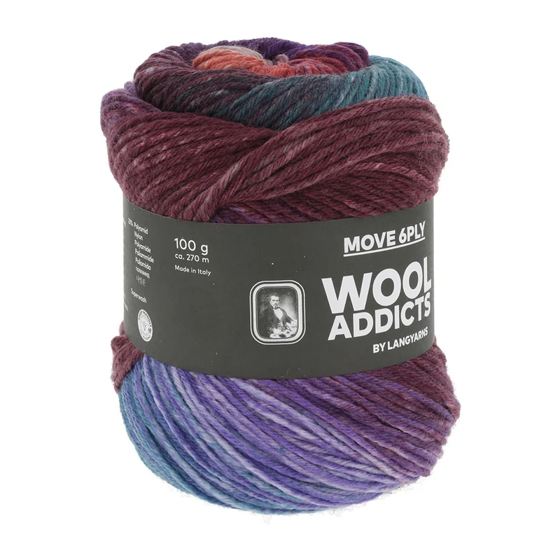 Lang Yarns Move 6-fach 0007 Burgund/Petrol/Violett