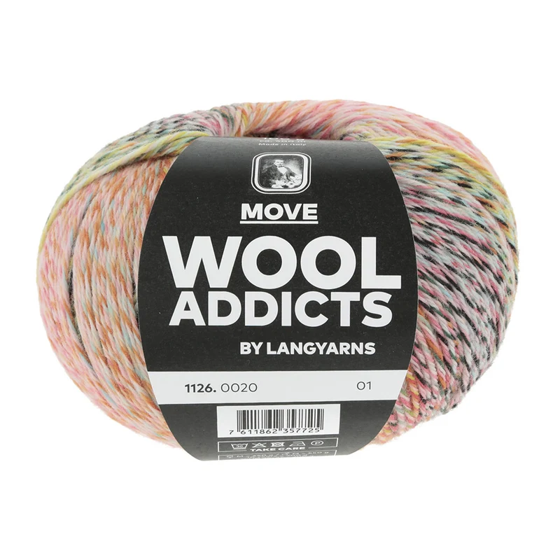 Lang Yarns Move 0020 Dunkelgrün/Hellblau/Orange/Rosa
