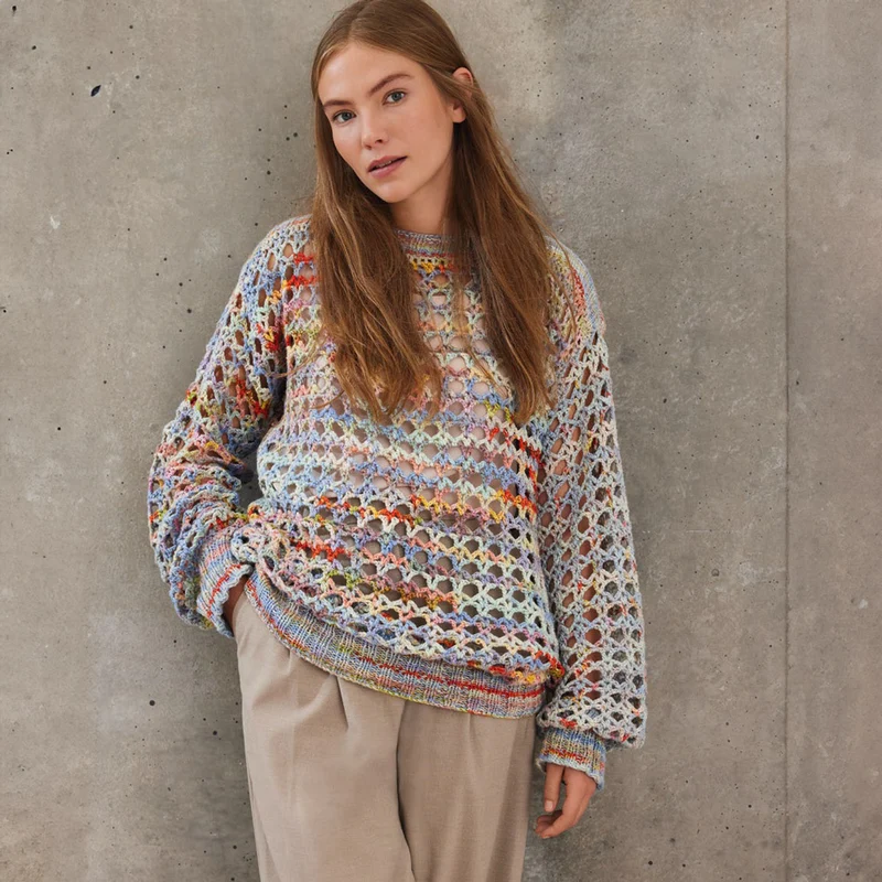 Lana Grossa Cotonella Multi 102 Hellrot/Lila/Mint/Lila