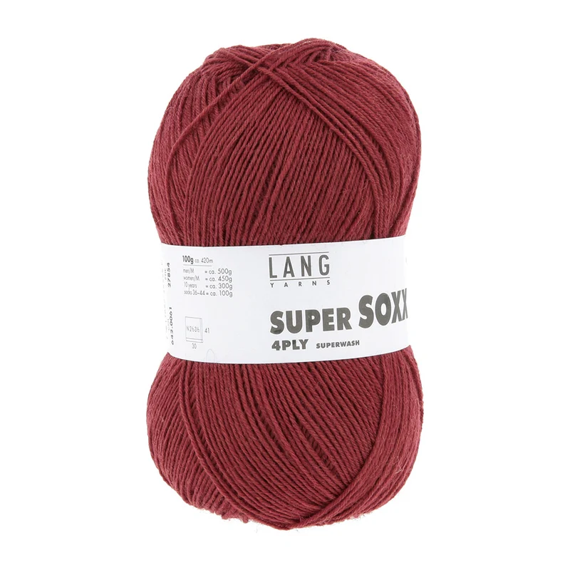 Lang Yarns Super Soxx 4-Fach 0061 Weinrot (4-fädig)