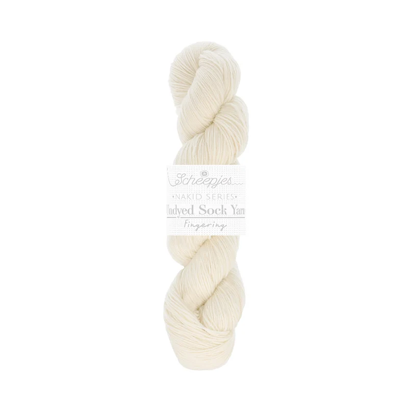 Scheepjes Nakid S. Ungefärbtes Sockengarn, Fingering 1, Weiß