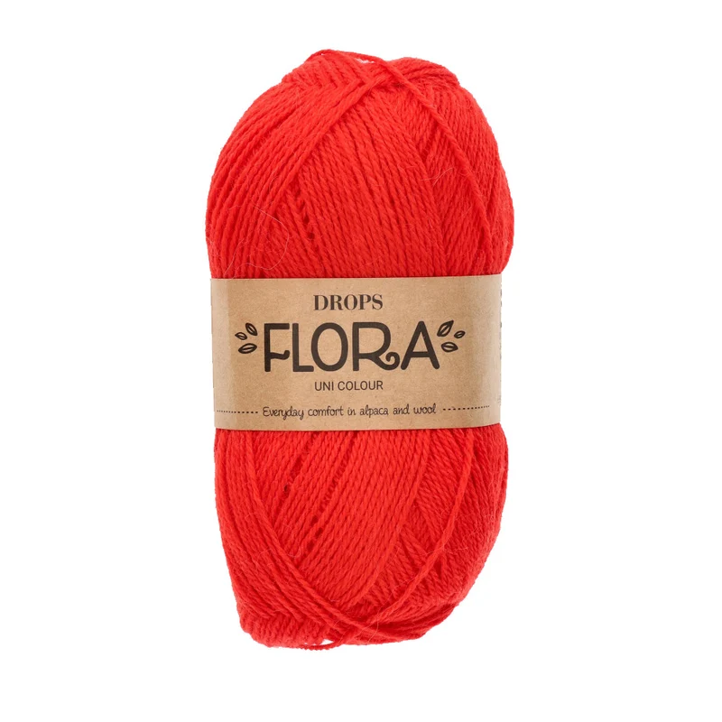 DROPS Flora Uni Colour 33 Leuchtendes Rot