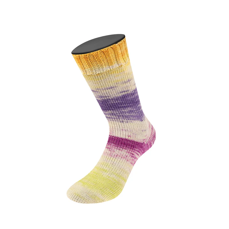 Lana Grossa Meilenweit 100 Dusk 6212 Blau/Rot-Lila/Creme/Limette/Gelb/Flieder/Rosa