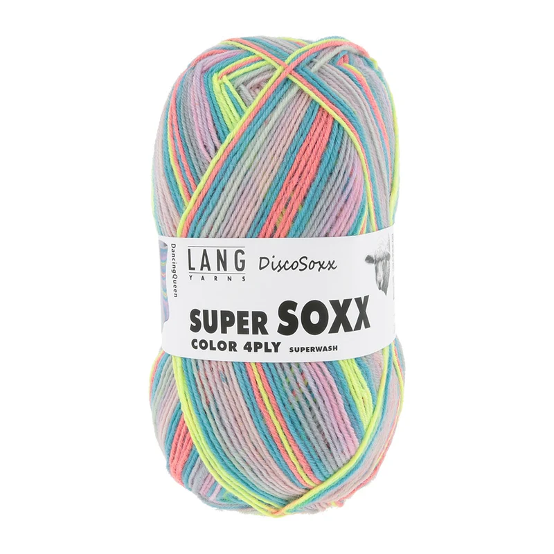 Lang Yarns Super Soxx Color 4-fach 0518 Rosa/Türkis/Limette 1145 Dancing Queen