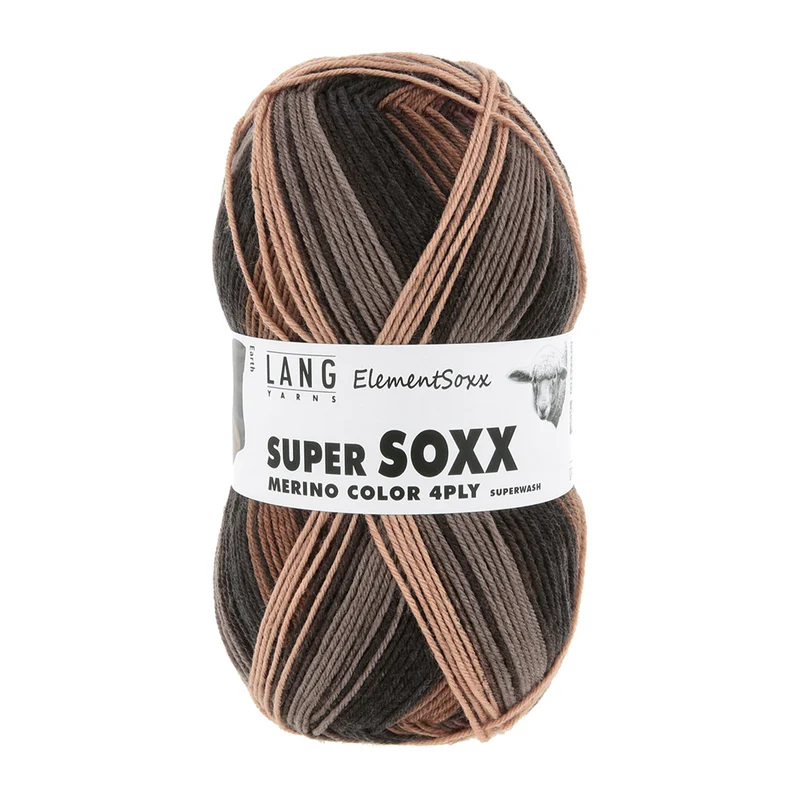 Lang Yarns Super Soxx Merino Color 4-fädig 0525 Braun 1146 Erde