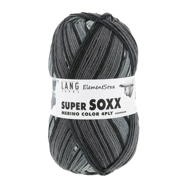 Lang Yarns Super Soxx Merino Color 4-fädig 0523 Grau/Creme 1146 Luft