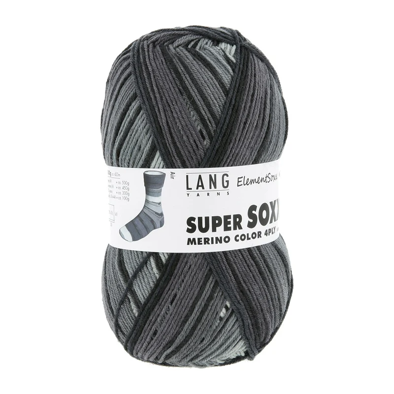 Lang Yarns Super Soxx Merino Color 4-fädig 0523 Grau/Creme 1146 Luft
