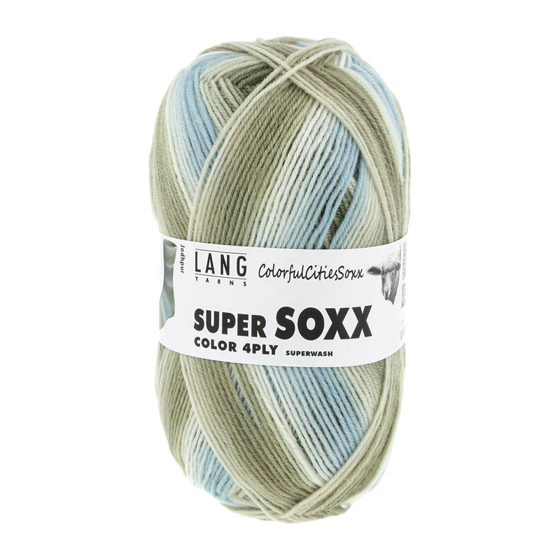 Lang Yarns Super Soxx Color 4-PLY 0505 Oliv/Hellblau/Grau 1143 Jodhpur