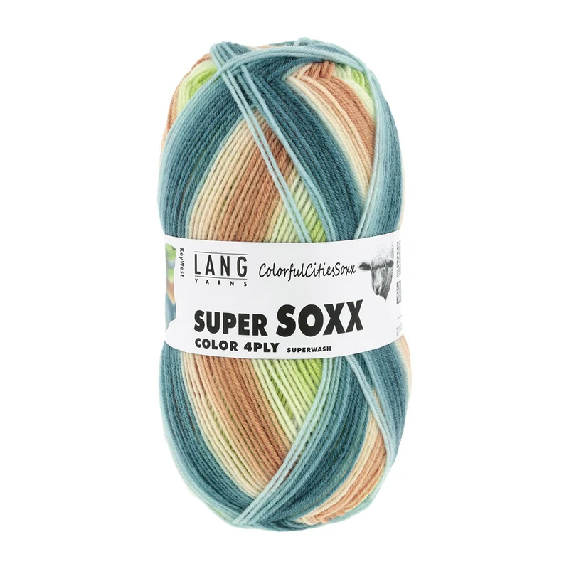 Lang Yarns Super Soxx Color 4-PLY 0508 Limette/Petrol/Beige 1143 Key West
