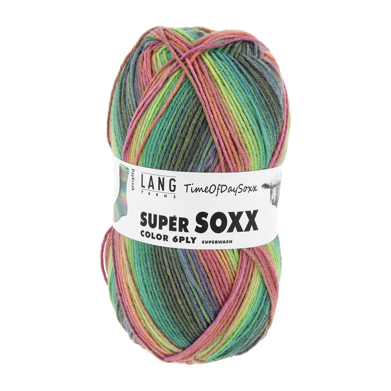 Lang Yarns Super Soxx Color 6-fach 0529 Grün/Rosa/Lila 1147 Morgendämmerung