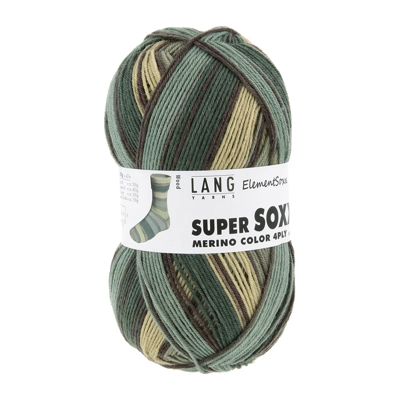 Lang Yarns Super Soxx Merino Color 4-fädig 0527 Grün 1146 Holz