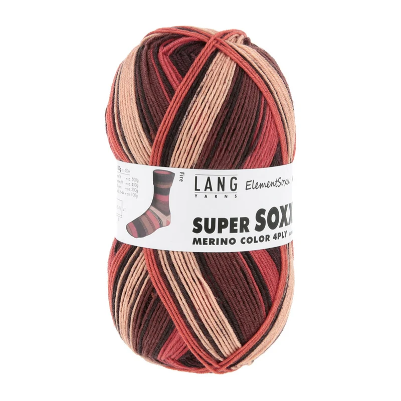 Lang Yarns Super Soxx Merino Color 4-fädig 0526 Orange/Braun 1146 Feuer