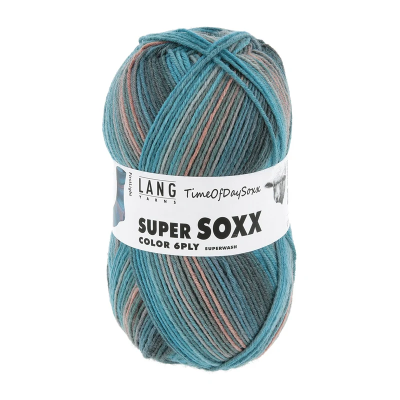 Lang Yarns Super Soxx Color 6-fach 0533 Türkis/Flieder/Braun 1147 Erstes Licht