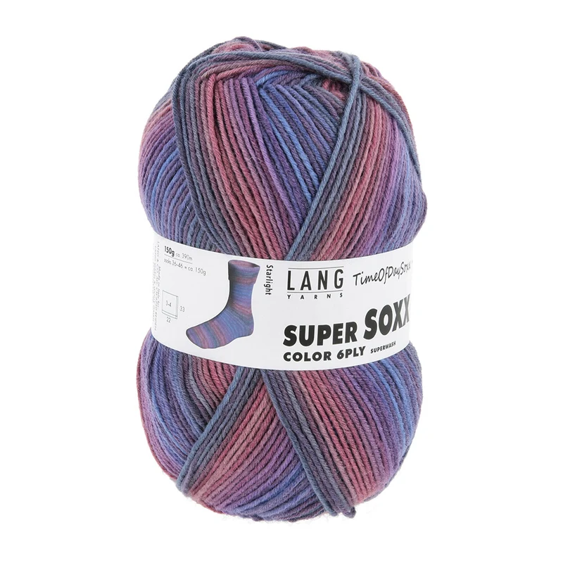 Lang Yarns Super Soxx Color 6-fach 0532 Violett/Blau/Fuchsia 1147 Sternenlicht