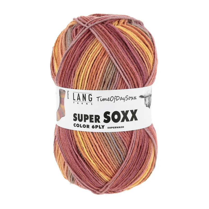 Lang Yarns Super Soxx Color 6-fach 0530 Orange/Rosa/Gelb 1147 Sonnenuntergang