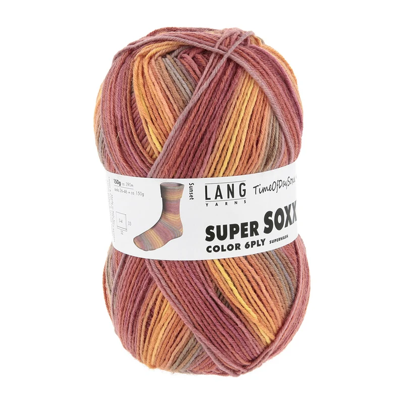 Lang Yarns Super Soxx Color 6-fach 0530 Orange/Rosa/Gelb 1147 Sonnenuntergang