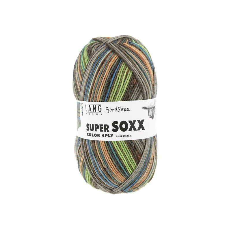 Lang Yarns Super Soxx Color 4-fach 0535 At/Bla/Grün/Bra 1148 Ranfjorde