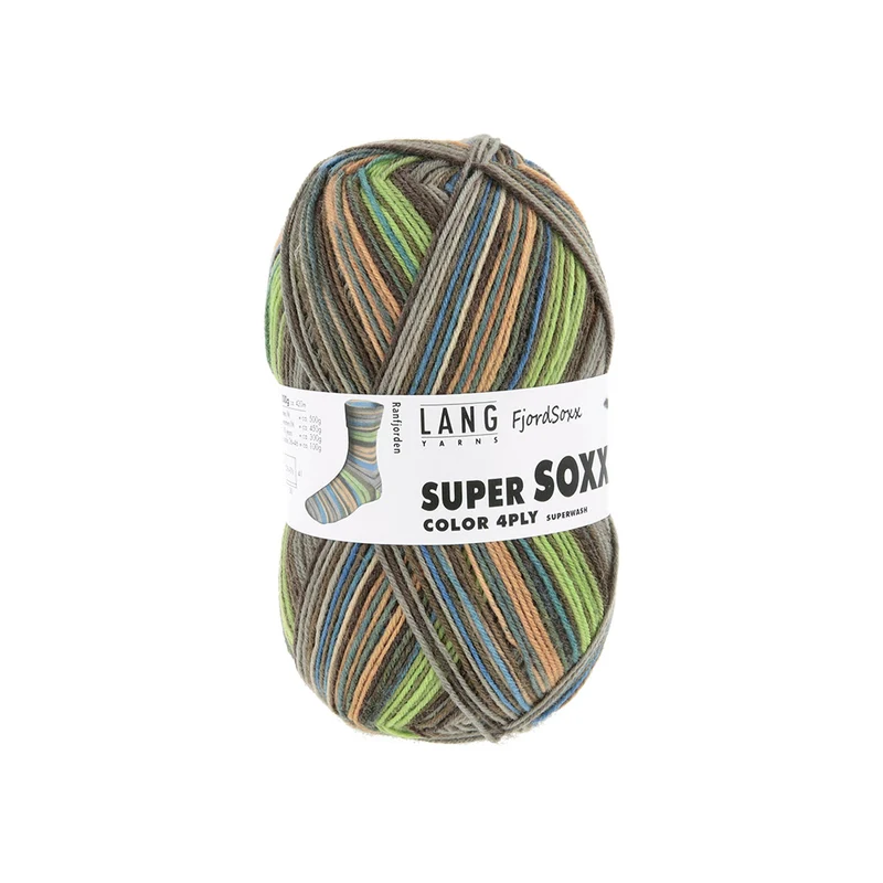 Lang Yarns Super Soxx Color 4-fach 0535 At/Bla/Grün/Bra 1148 Ranfjorde