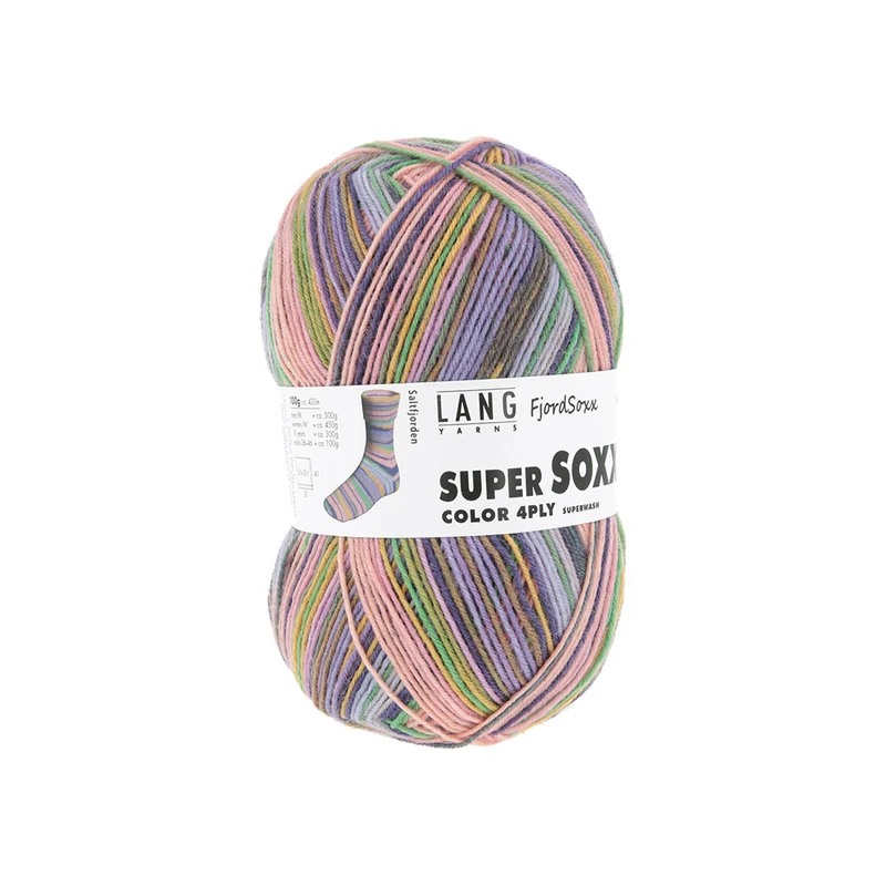 Lang Yarns Super Soxx Color 4-fach 0537 Rosa/Lila/Grün/Orange 1148 Saltfjord