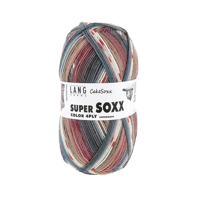 Lang Yarns Super Soxx Color 4-fach 0544 Braun/Dubbeltjesblau 1149 Schokoladenkuchen