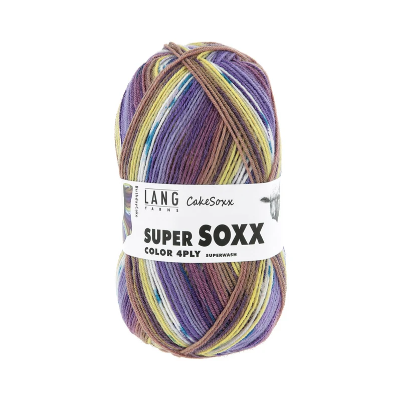 Lang Yarns Super Soxx Color 4-fach 0543 Lila/Gelb 1149 Geburtstagstorte