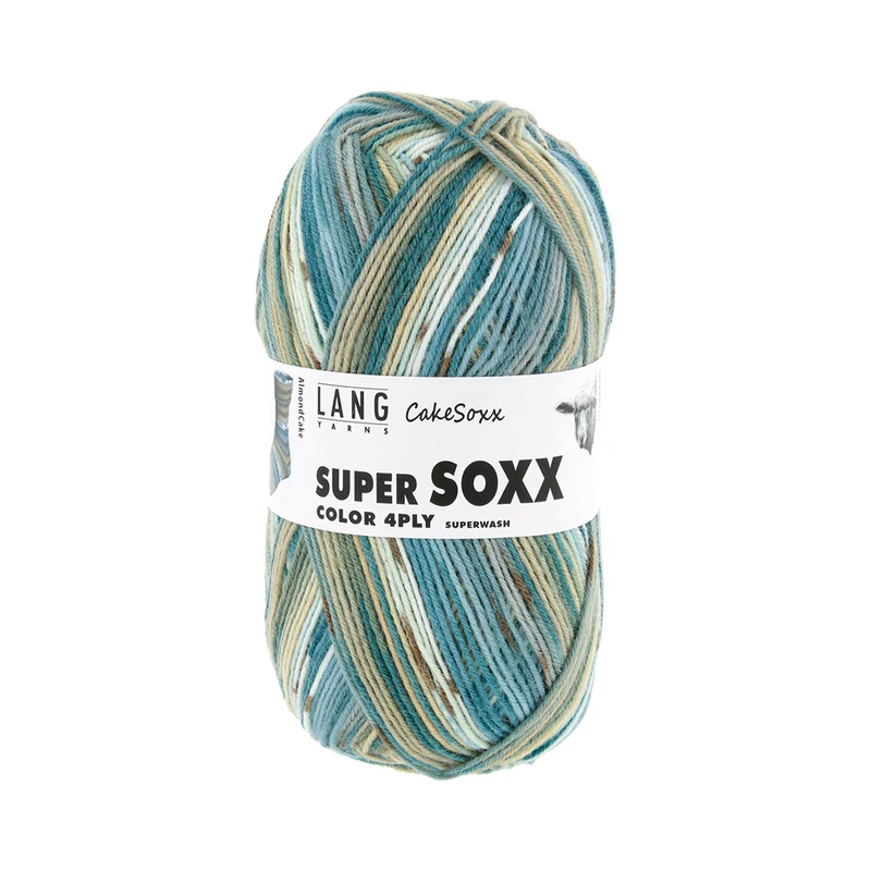 Lang Yarns Super Soxx Color 4-fach 0542 Benzin/Braun 1149 Mandeltorte