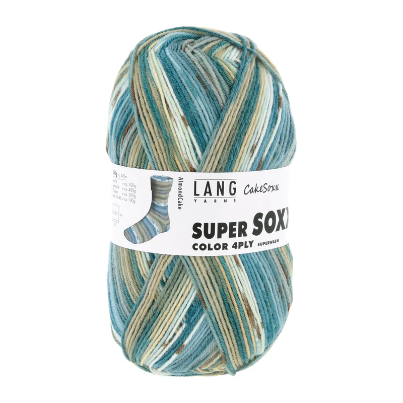 Lang Yarns Super Soxx Color 4-fach 0542 Benzin/Braun 1149 Mandeltorte