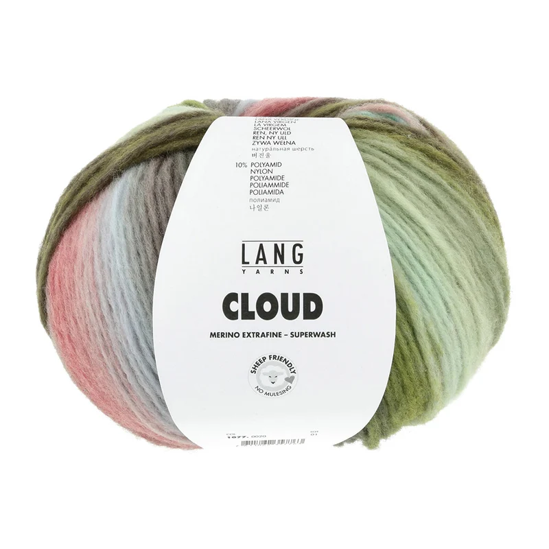 Lang Yarns Cloud 0020 Dunkelgrün/Oliv/Hellblau/Rot